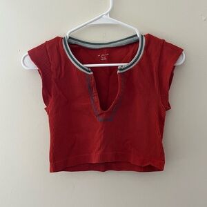 Urban Outfitters Go for Gold Crop Going Out Top Red/Orange Sporty